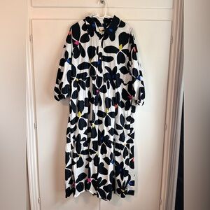 Maeve Floral Maxi Dress Black and White Floral with Bold Color Accents